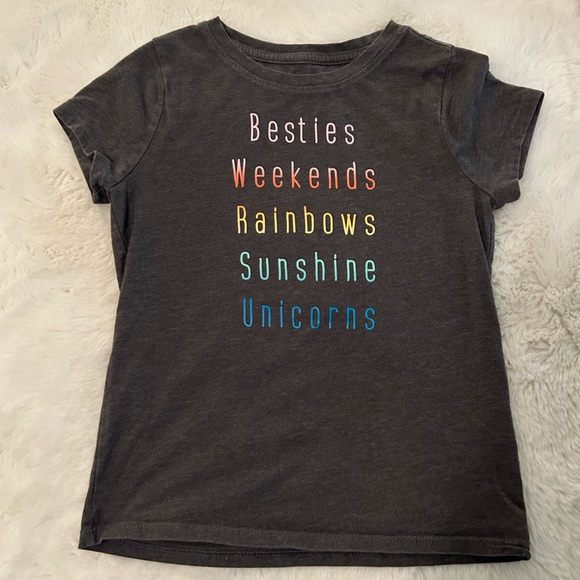 Cat & Jack Other - Cat & Jack XS (4/5) 'Besties' Short Sleeve Graphic T-Shirt Charcoal